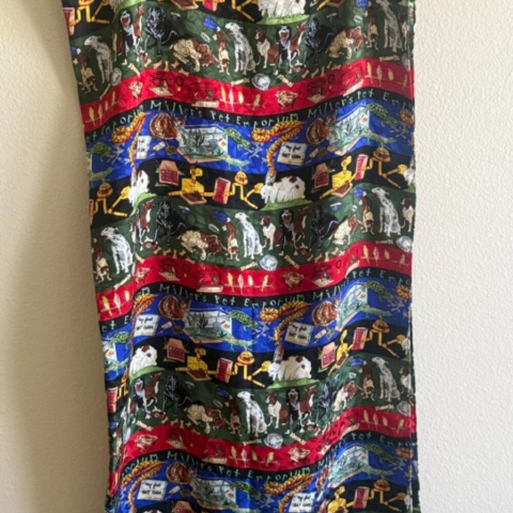 Nicole Miller Statement Pet Shop Novelty Print Vintage 80s 90s scarf